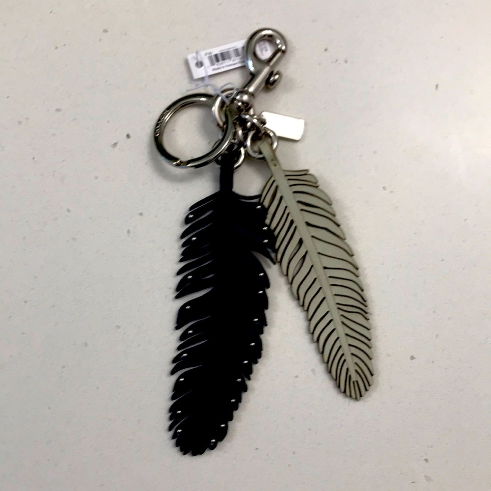 Nwt Coach multi feather bag charm,navy/green,#2760